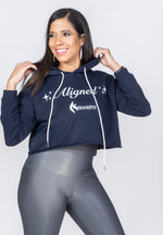 Aligned Navy Crop Hoodie