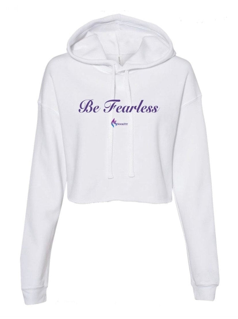 Be Fearless White Crop Hoodie