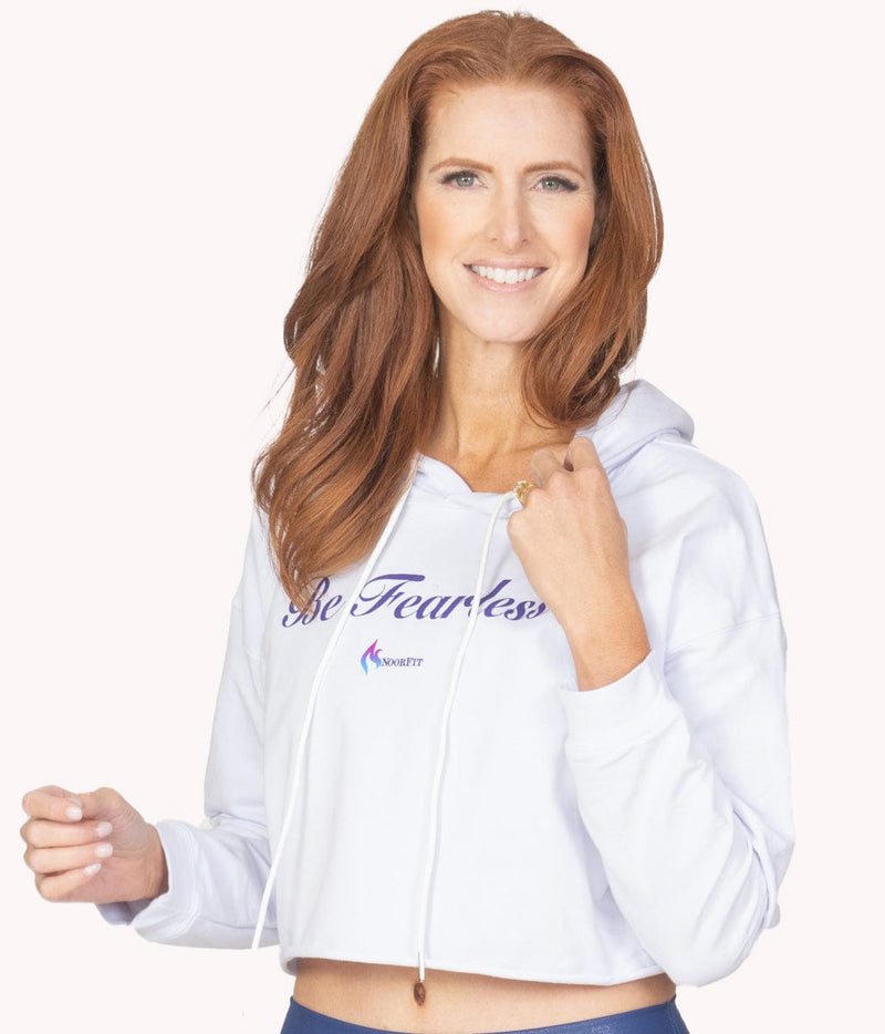 Be Fearless White Crop Hoodie